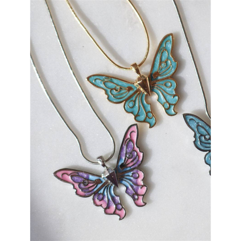 Glitterring Colorful Butterfly Inspired Necklace