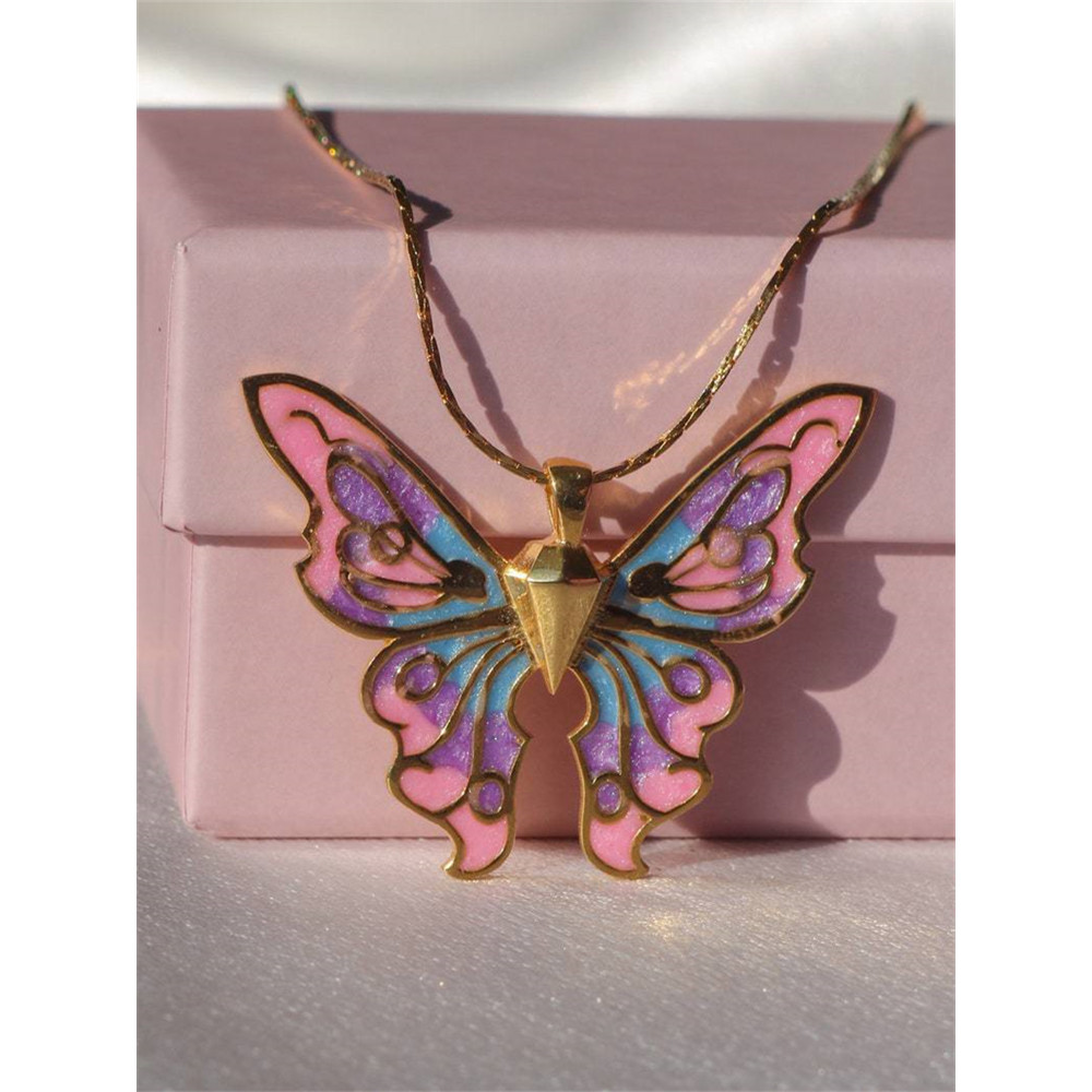 Glitterring Colorful Butterfly Inspired Necklace