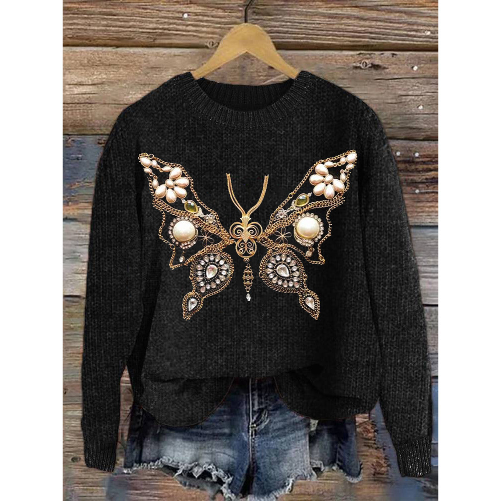 Jewelry Art Butterfly Cozy Knit Sweater