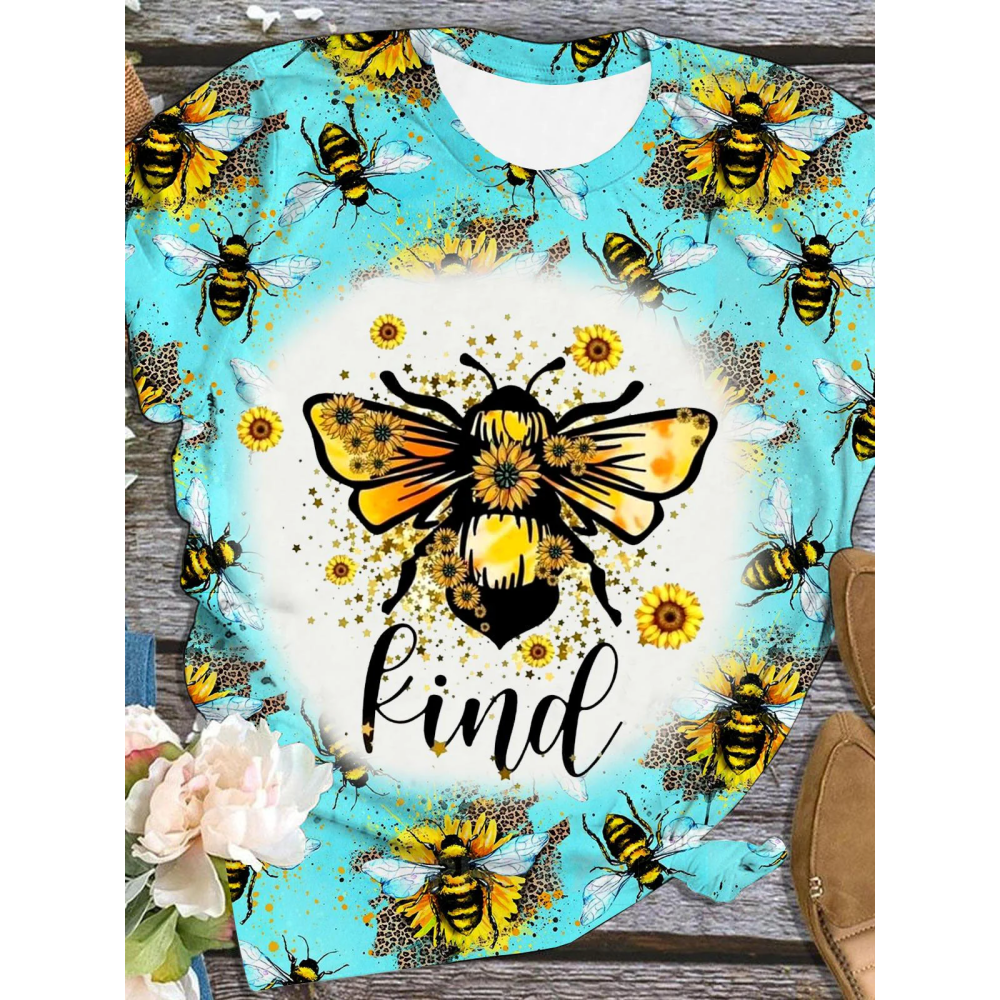 Kind Bee Leopard Sunflower T-Shirt