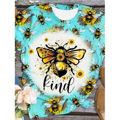 Kind Bee Leopard Sunflower T-Shirt