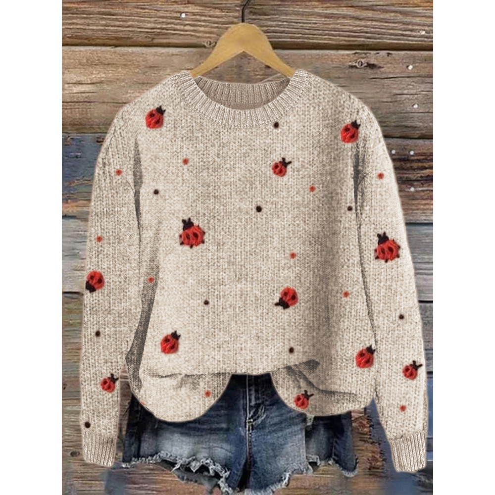 Ladybugs Crochet Polka Dots Cozy Sweater