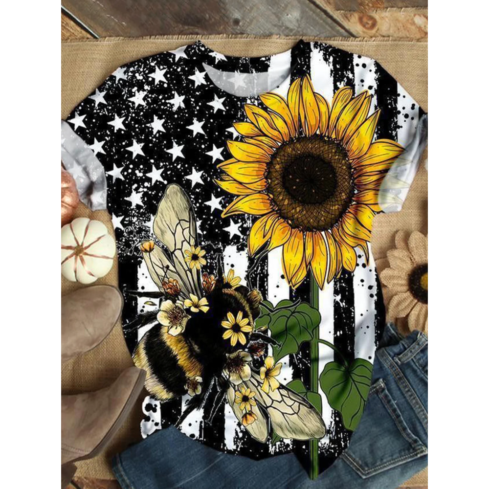SUNFLOWER BEE CASUAL T-SHIRT
