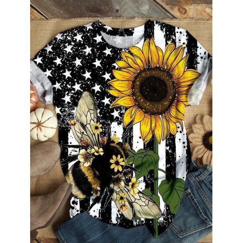 SUNFLOWER BEE CASUAL T-SHIRT