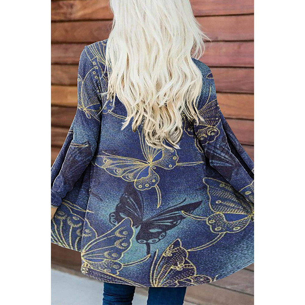 Smudged Butterfly Print Casual Cardigan