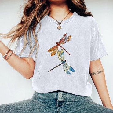 Vintage Dragonfly Cotton Blend T-Shirt