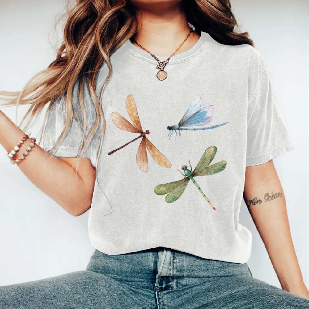 Vintage Dragonfly Cotton Blend T-Shirt