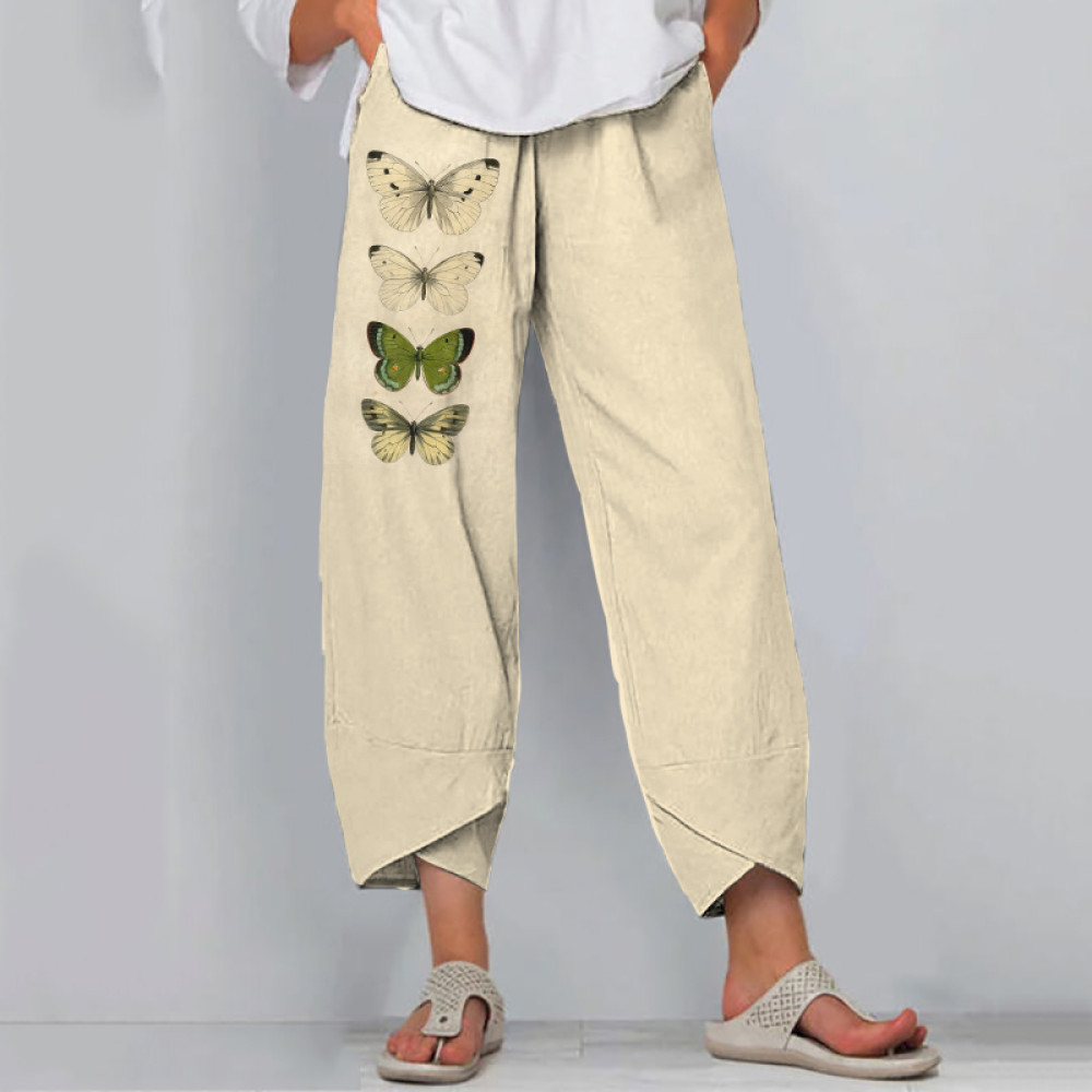 Women'S Vintage Butterfly Art Cotton Blend Print Pants