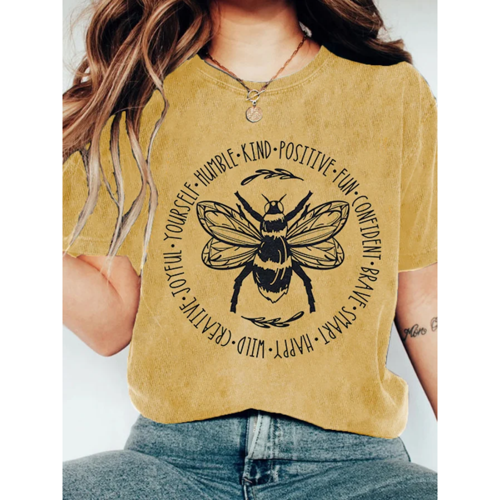 Women's Bee Something Print Short Sleeve T-Shirt