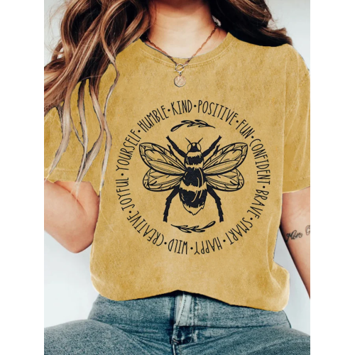 Women's Bee Something Print Short Sleeve T-Shirt