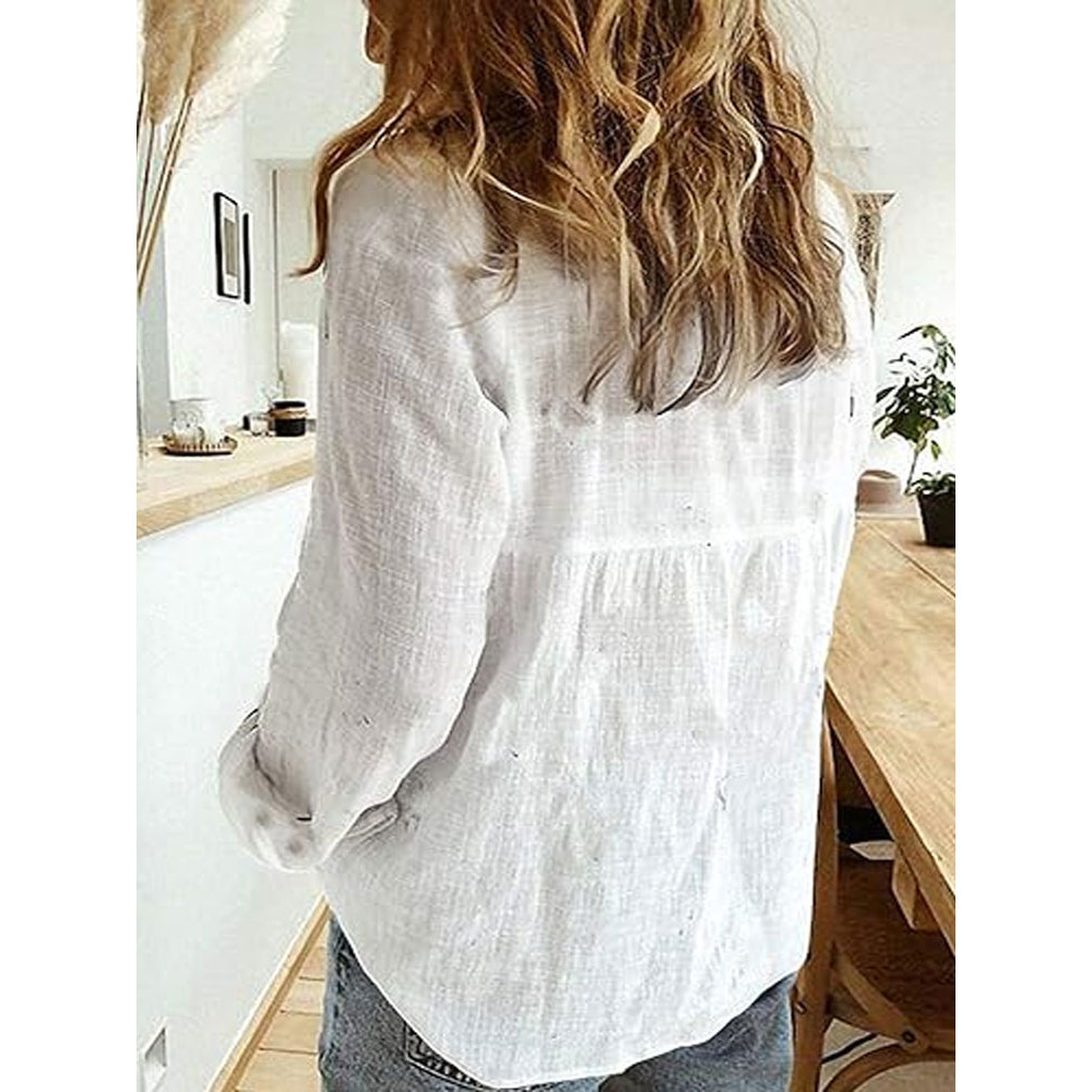 Women's Casual V-neck Watercolor Dragonfly Print Shirt