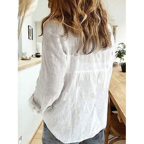 Women's Casual V-neck Watercolor Dragonfly Print Shirt
