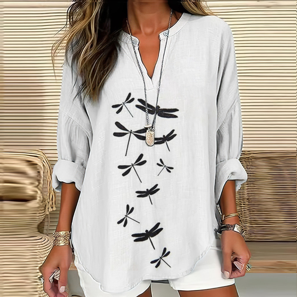 Women's Dragonfly Print Casual Shirt