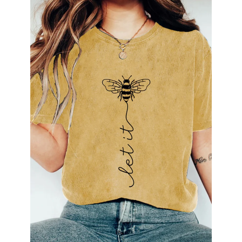 Women's Let It Bee Print Short Sleeve T-Shirt