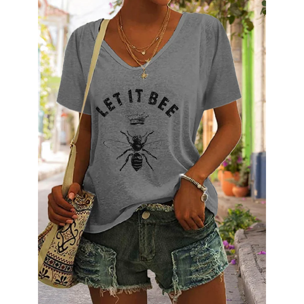 Women's Let it bee Print Casual T-Shirt