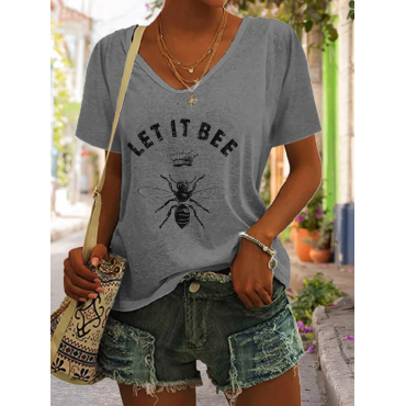 Women's Let it bee Print Casual T-Shirt