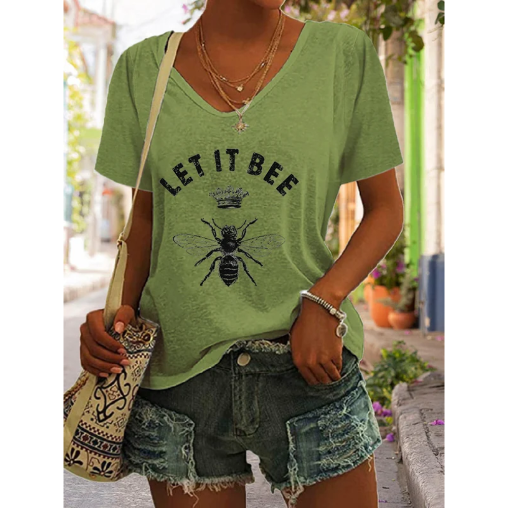 Women's Let it bee Print Casual T-Shirt