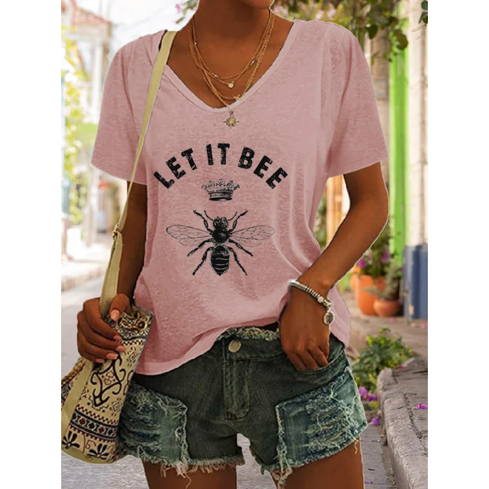 Women's Let it bee Print Casual T-Shirt