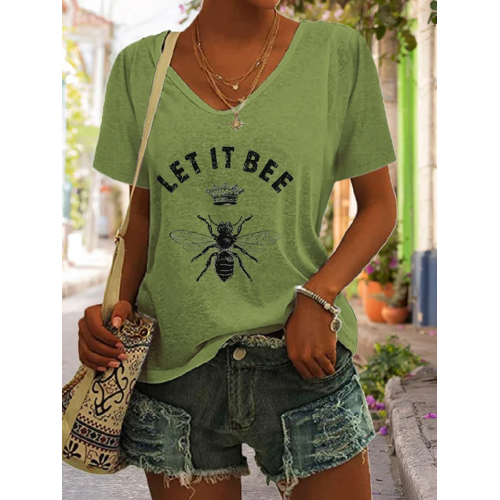 Women's Let it bee Print Casual T-Shirt