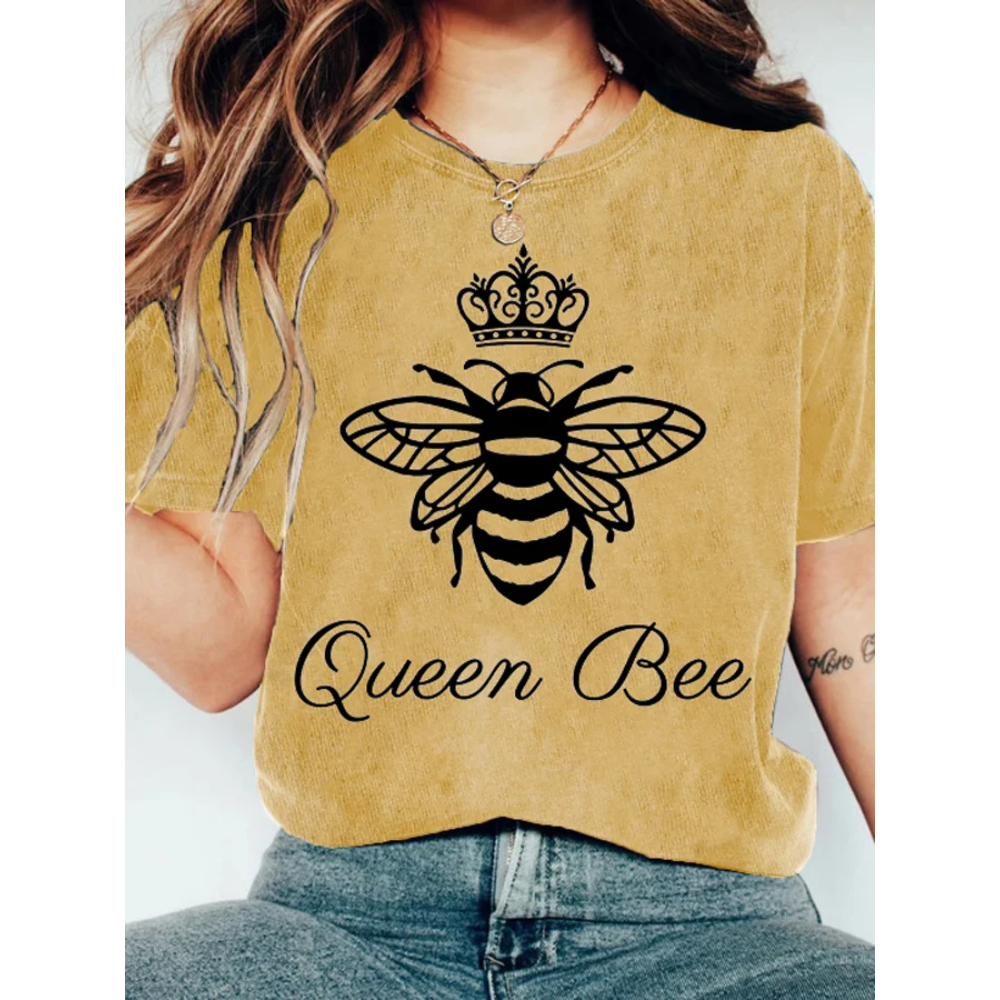 Women's Queen Bee Print Short Sleeve T-Shirt