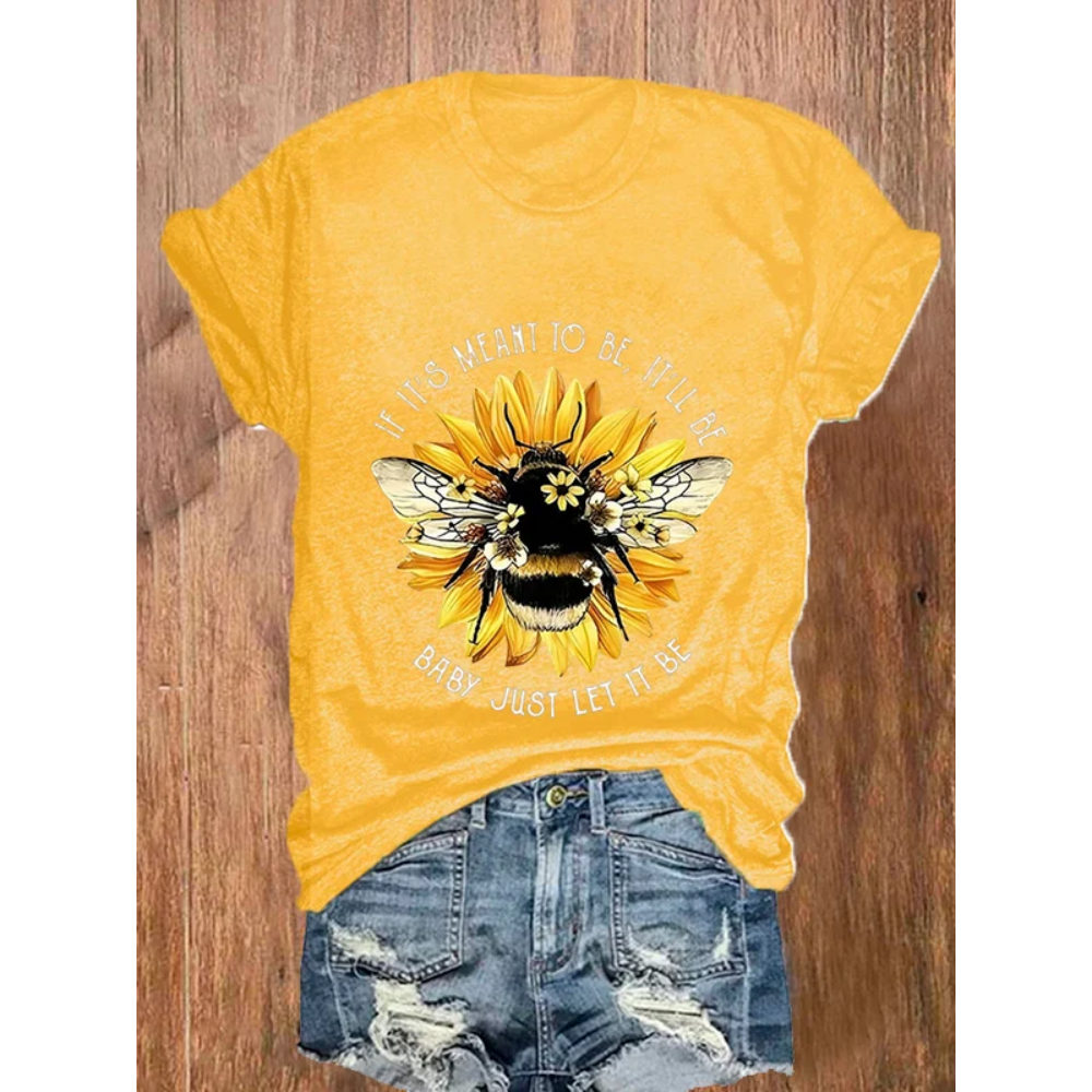 Women's Sunflower Bee If It's Meant To Be It'll Be T-Shirt