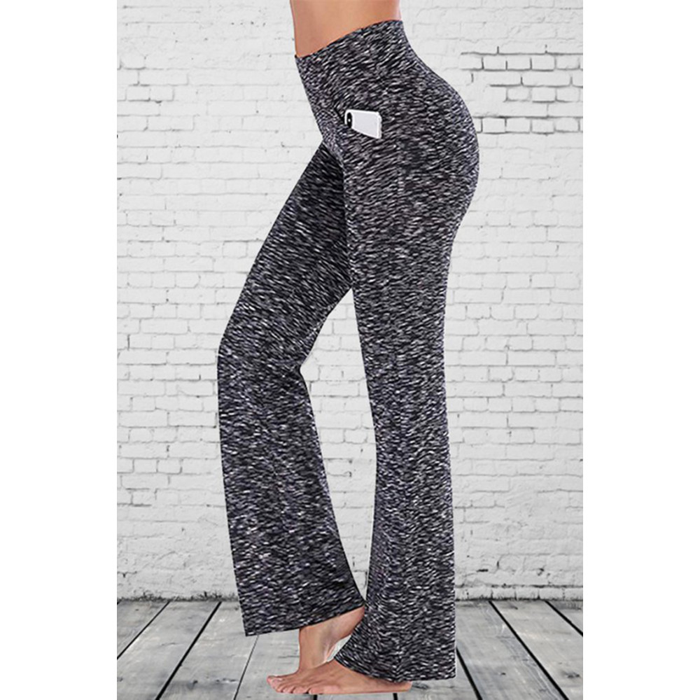 Ladies Solid Color Pocket Stretch Yoga Pants