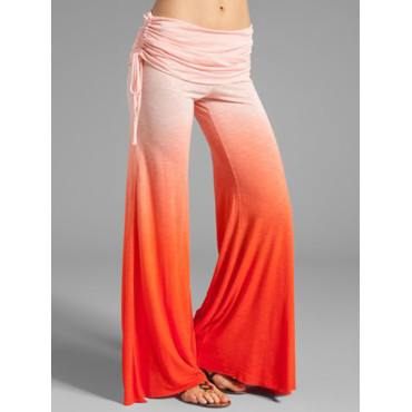 Pleated Skirted Gradient Wide Leg Yoga Pants
