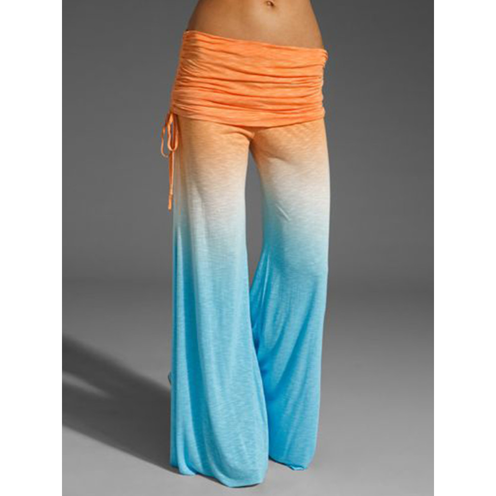 Pleated Skirted Gradient Wide Leg Yoga Pants