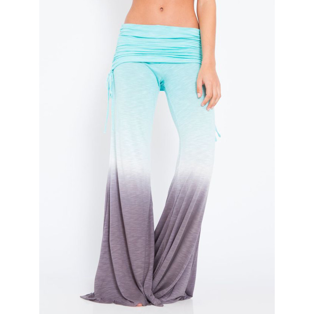 Pleated Skirted Gradient Wide Leg Yoga Pants
