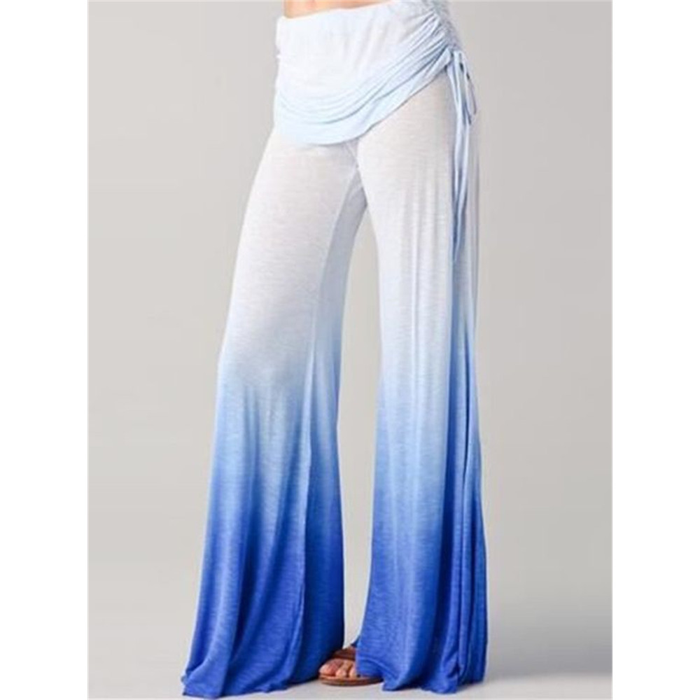 Pleated Skirted Gradient Wide Leg Yoga Pants