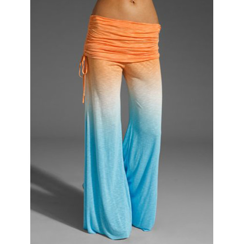 Pleated Skirted Gradient Wide Leg Yoga Pants