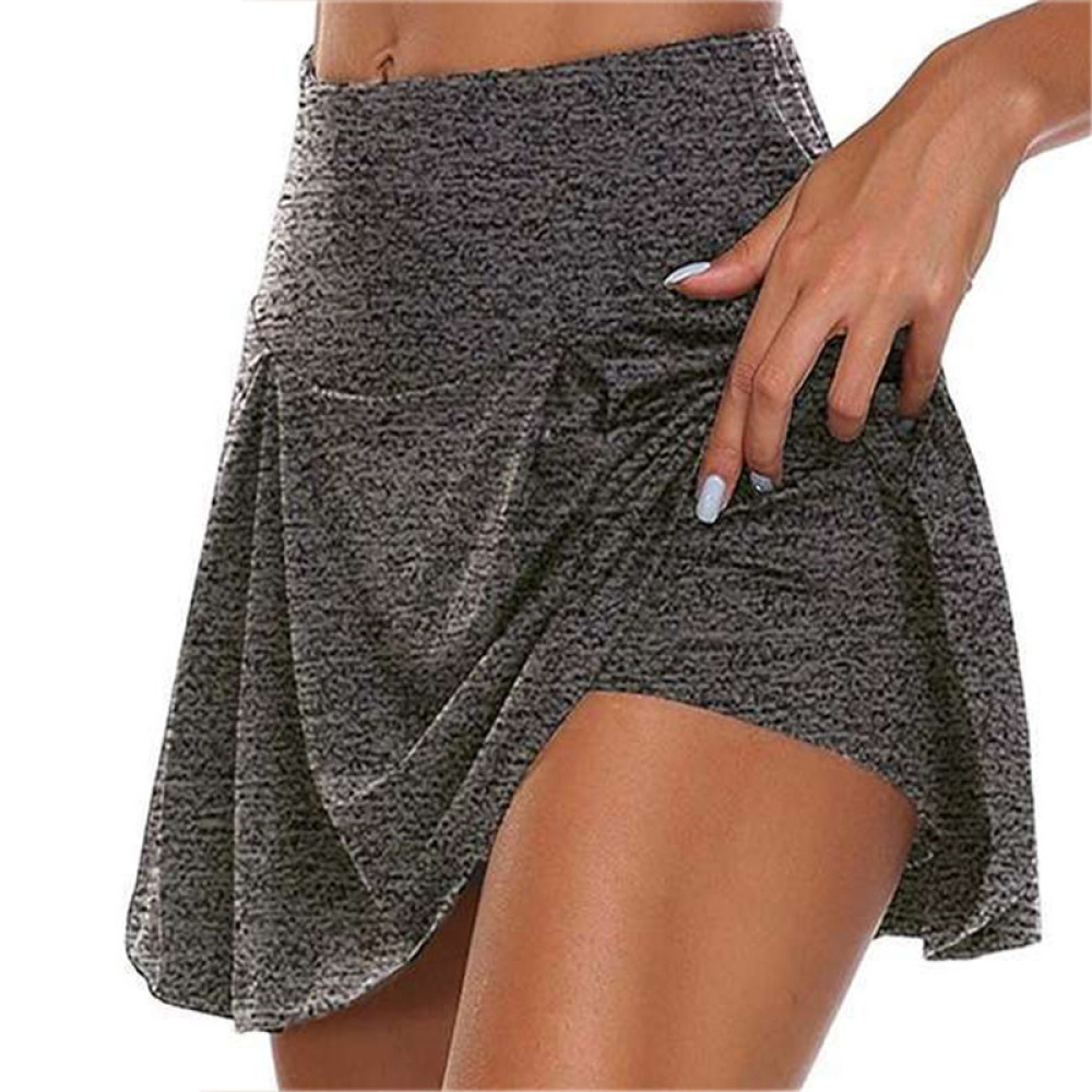 Solid Color Fake Two Piece Skirt
