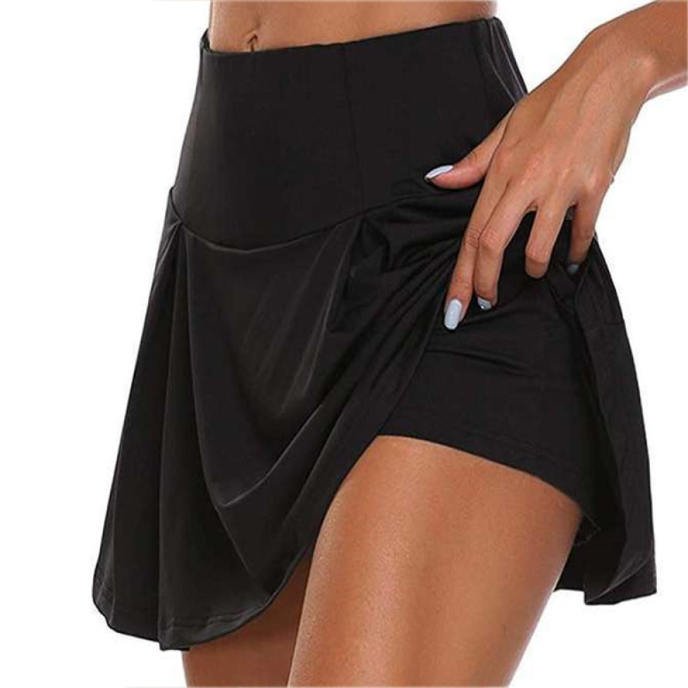 Solid Color Fake Two Piece Skirt
