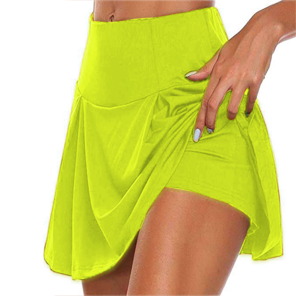 Solid Color Fake Two Piece Skirt