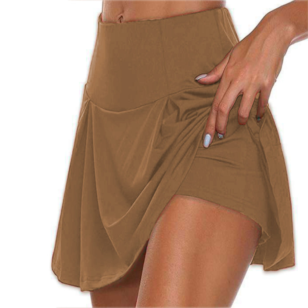 Solid Color Fake Two Piece Skirt